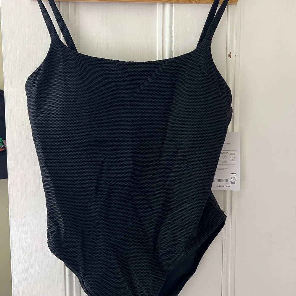Black Athleta Scoop Pique One Piece